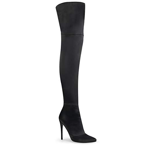 Pleaser COURTLY-3012 Damen Overknee Stiefel, Stretch Satin Schwarz, EU 40 (US 10) von Pleaser