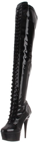 Pleaser DELIGHT-3023, Damen Over-Knee Stiefel, Schwarz (Schwarz (Blk Str Pat/Blk)), 36 EU (3 Damen UK) von Pleaser