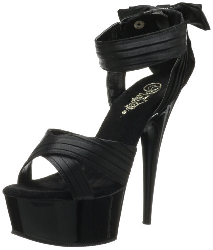 Pleaser DELIGHT-668, Damen Plateau Sandalen, Schwarz (Schwarz (Blk Satin/Blk)), 41 EU (8 Damen UK) von Pleaser