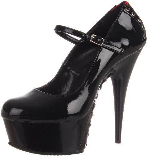 Pleaser DELIGHT-687FH, Damen Plateau Sandalen, Schwarz (Schwarz (Blk-Red Pat/Blk)), 38 EU (5 Damen UK) - 8 M US von Pleaser