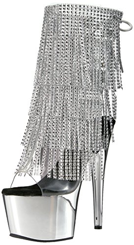 Pleaser Damen ADORE-1017RSF Stiefel, Silber (CLR-SLV/SLV Chrome), 39 EU von Pleaser