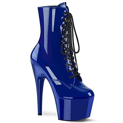 Pleaser Damen ADORE-1020 Plateau High Heels Stiefelette Lack Royal Blau 38 EU von Pleaser