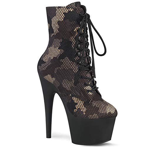 Pleaser Damen ADORE-1020CM Plateau High Heels Stiefelette Stoff Camouflage 38 EU von Pleaser
