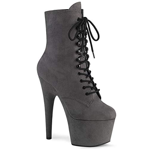 Pleaser Damen ADORE-1020FS Plateau High Heels Stiefelette Velours Grau 45 EU von Pleaser