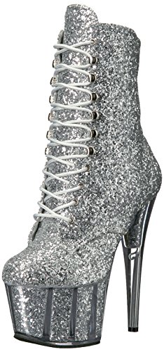 Pleaser Damen ADORE-1020G Stiefel, Silber (SLV Glitter/SLV Glitter), 40 EU von Pleaser