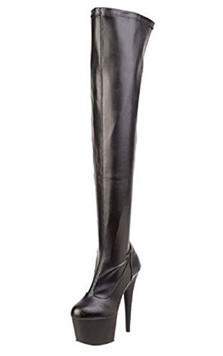 Pleaser Damen ADORE-3000 Kurzschaft Stiefel, Schwarz (Schwarz (Blk STR Faux Leather/Blk Matte), 39 von Pleaser