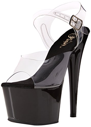 Pleaser Damen ADORE-708 Offene Sandalen, Transparent (CLR/Blk), 37 EU von Pleaser