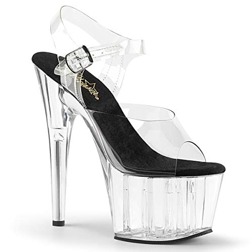 Pleaser Damen ADORE-708 Offene Sandalen, Transparent (CLR-Blk/CLR) von Pleaser