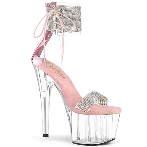 Pleaser Damen ADORE-727RS Plateau High Heels Sandalette Clr/Clr/Baby Pink 38 EU von Pleaser