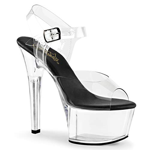 Pleaser Damen ASPIRE-608 Offene Sandalen, Transparent (CLR-Blk/CLR) von Pleaser