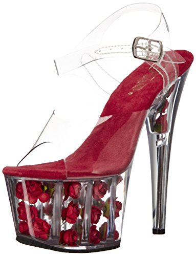 Pleaser Damen Ado708fl/C/R Plateau-Sandalen, CLR Red Flowers, 37 EU von Pleaser