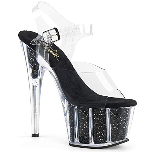 Pleaser Damen Adore-708g Sandalen, Clear/Black Glitter Inserts, 40 EU von Pleaser