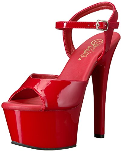 Pleaser Damen Asp609/R/M Plateau-Sandale, Rot (Red Patent/Red), 38 EU von Pleaser