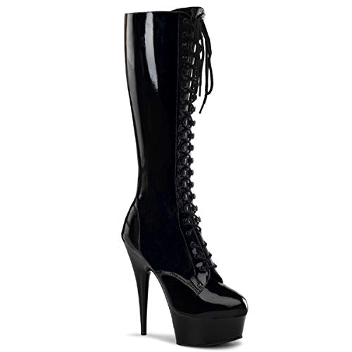 Pleaser Damen DELIGHT-2023 Kurzschaft Stiefel, Schwarz (Schwarz (Blk STR Pat/Blk) von Pleaser