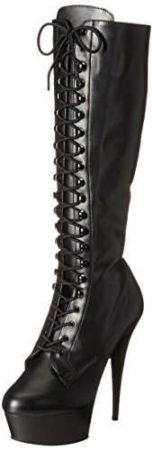 Pleaser Damen DELIGHT-2023 Stiefel, Schwarz (Blk STR Faux Leather/Blk Matte), 37 EU von Pleaser