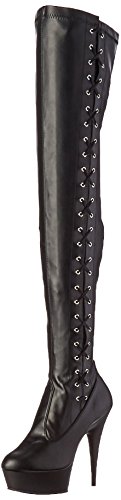 Pleaser Damen DELIGHT-3050 Kurzschaft Stiefel, Schwarz (Schwarz (Blk STR Faux Leather/Blk Matte) von Pleaser