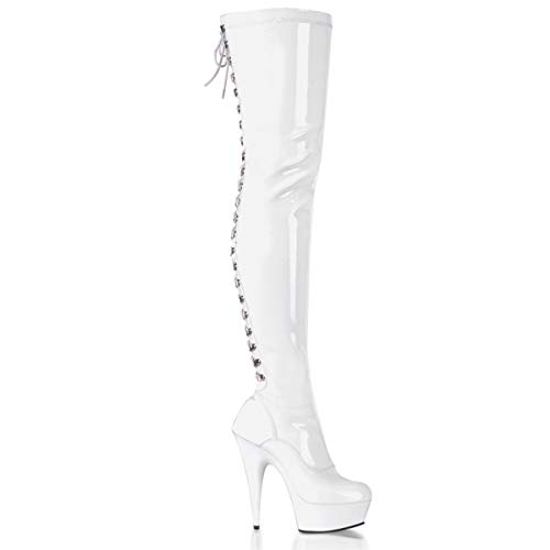 Pleaser Damen DELIGHT-3063 Kurzschaft Stiefel, Weiß (Weiss (Wht STR Pat/Wht) von Pleaser