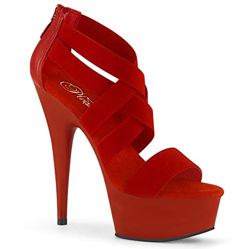 Pleaser Damen DELIGHT-669 Plateau High Heels Sandalette Lederimitat Rot 44 EU von Pleaser
