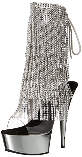 Pleaser Damen Del1017rsf/C-s/Sch Stiefel, transparent/Silber, 37 EU von Pleaser