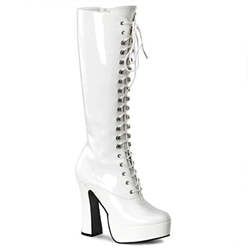 Pleaser Damen Electra-2020 Stiefel, Weiá (weiße Lacklederoptik), 38 EU von Pleaser