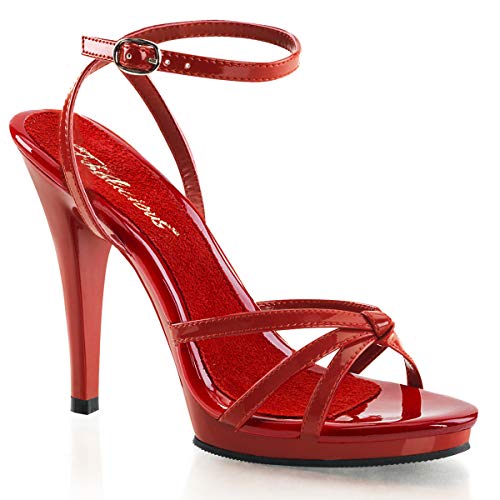 Pleaser Damen FLAIR-436 Peeptoe Sandalen, Rot (Red Pat/Red), 38 EU (5 UK) von Pleaser