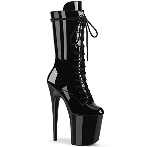Pleaser Damen FLAMINGO-1050 Plateau High Heels Stiefelette Blk Pat 40 EU von Pleaser