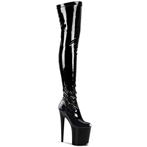 Pleaser Damen FLAMINGO-3000 Klassische Stiefel, Schwarz Blk STR Pat Blk, 42 EU von Pleaser