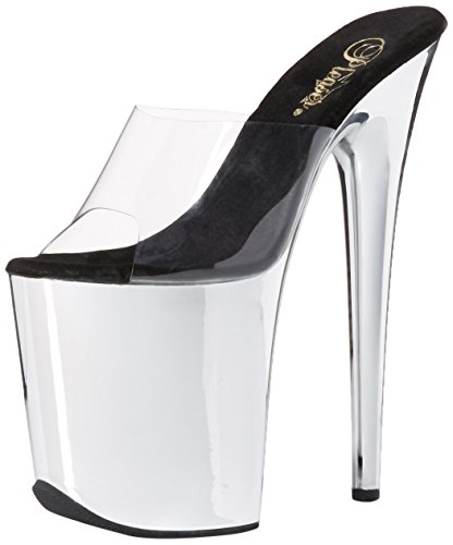 Pleaser Damen FLAMINGO-801 Peeptoe Sandalen, Transparenter CLR SLV Chrom, 37 EU von Pleaser