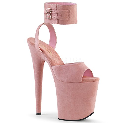 Pleaser Damen FLAMINGO-891 Plateau High Heels Sandalette Velours Baby Pink 45 EU von Pleaser
