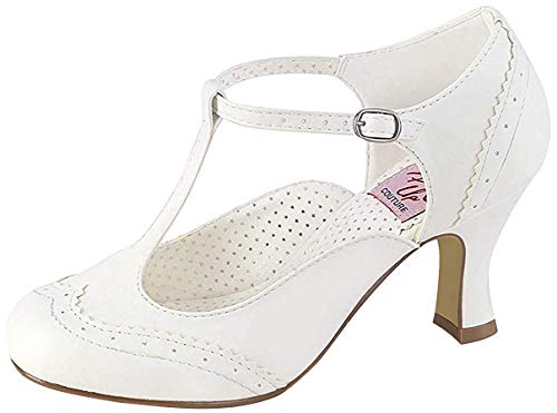 Pleaser Damen Flapper 26 T-Spange - Weiß (Wht Pu) - 37 EU (4 UK) von Funtasma