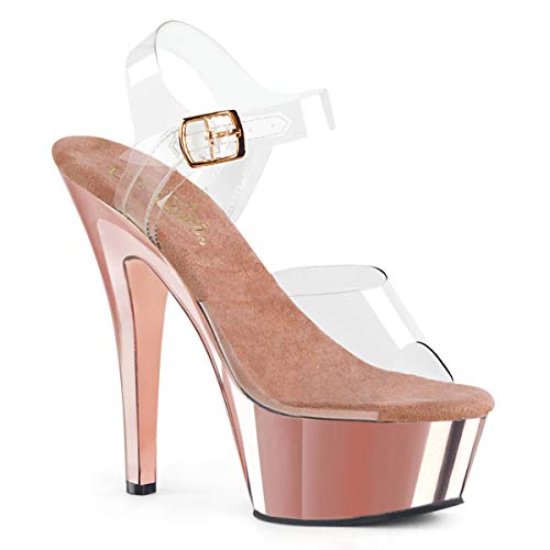 Pleaser Damen KISS-208 Plateausandalen, Clr/Rose Gold Chrome, 37 EU (7 US) von Pleaser