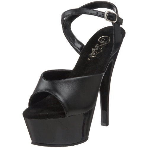 Pleaser Damen KISS-209/B/LE Plateau-Sandalen, schwarzes Leder, 36 EU von Pleaser