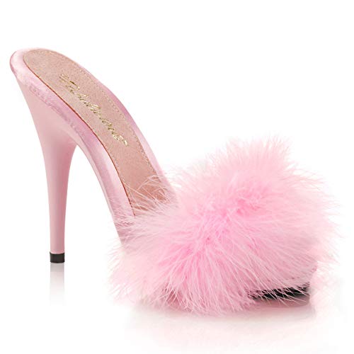 Pleaser Damen POISE-501F High Heels Pantolette Satin Baby Pink 45 EU von Pleaser