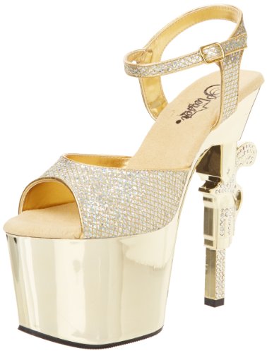 Pleaser Revolver-709G Damen Plateau-Sandalen, (Gold Multi Glitter/Gold Chrom), 38 EU von Pleaser