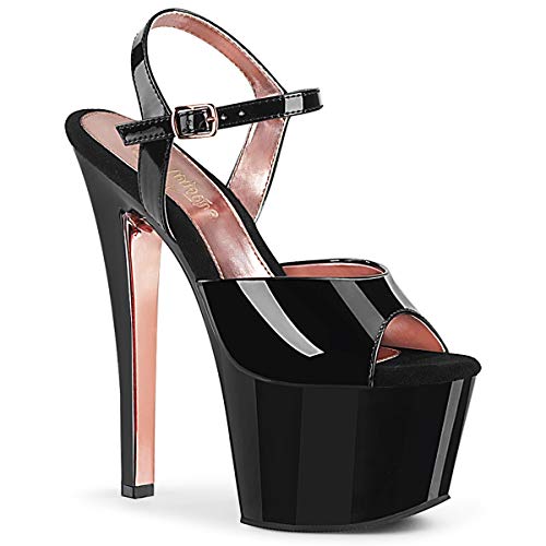 Pleaser Damen SKY-309TT Plateau High Heels Sandalette Lack Schwarz/Rose Gold 39 EU von Pleaser