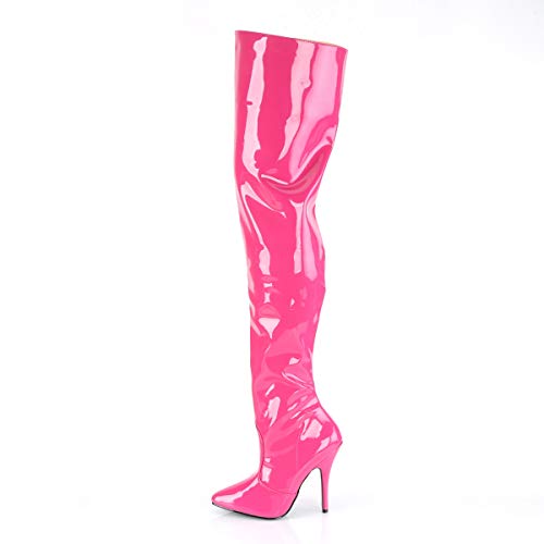 Pleaser Damen Seduce-3010 Oberschenkelhohe Stiefel, Pink (Hot Pink Patent), 42 EU von Pleaser