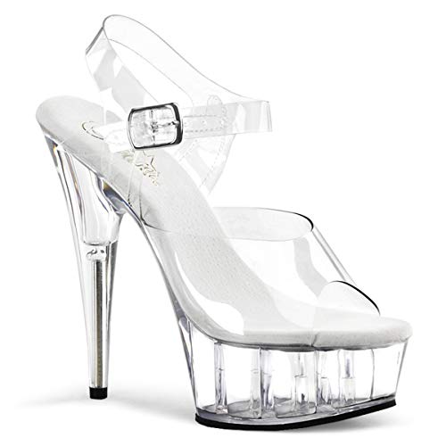 Pleaser Del608/C/M, Damen Pumps & Heels mit Blockabsatz, Transparent (Clear), 44 EU (11 UK) von Pleaser
