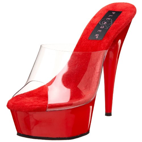 Pleaser Delight-601 Plateau-Slide für Damen, transparent/rot, Größe 47, durchsichtig/rot, 43 EU Pleaser Delight-601 Plateau-Slide für Damen, transparent/rot, Größe 47, durchsichtig/rot, 43 EU von Pleaser
