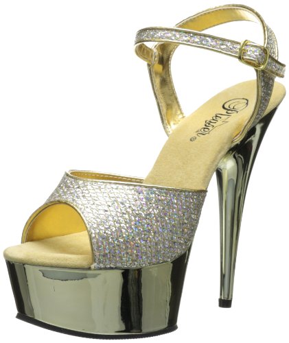 Pleaser Delight-609G Damen-Sandalen mit Schnalle, Gold, 42 EU von Pleaser