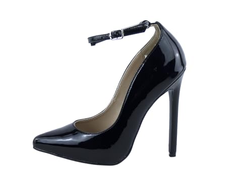 Pleaser Devious SEXY-23, Damen Knöchelriemchen Pumps, Schwarz (Blk Pat), 38 EU (5 Damen UK) von Pleaser