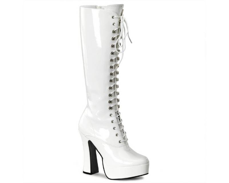 Pleaser ELECTRA-2020 Pleaser Damen High-Heels Plateaustiefel mit Schnürung wei High-Heel-Stiefel von Pleaser