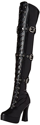 Pleaser ELECTRA-3028, Damen Over-Knee Stiefel, Blk Str Faux Leather/Blk Matte, 40 von Pleaser