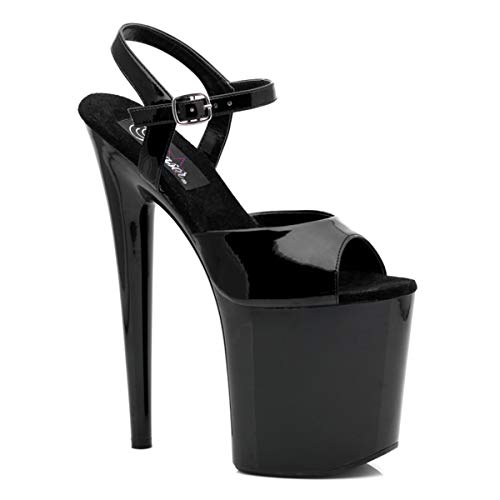 Pleaser FLAMINGO-809, Damen Plateau Sandalen, Schwarz (Schwarz (Blk Pat/Blk)), 41 EU (8 Damen UK) von Pleaser
