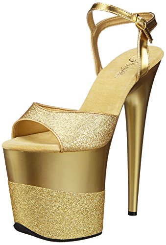 Pleaser FLAMINGO-809-2G, Damen Plateau Sandalen, Gold (Gold (Gold Gltr/Gold-Gltr)), 39 EU (6 Damen UK) von Pleaser