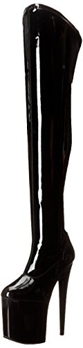 Pleaser Flamingo-3000 Stiefel, klassisch, Damen, Schwarz - Schwarz Blk STR Pat Blk - Größe: 36 EU von Pleaser