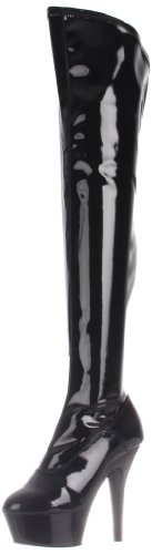 Pleaser KISS-3000, Damen Over-Knee Stiefel, Schwarz (Schwarz (Blk Str Pat/Blk)), 37 EU (4 Damen UK) von Pleaser