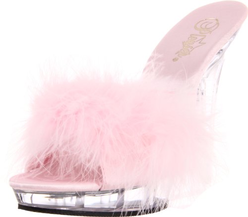 Pleaser LIP-101-8, Damen Sandalen mit offener Zehe, Pink (Pink Satin Fur Clr), 45 EU von Pleaser