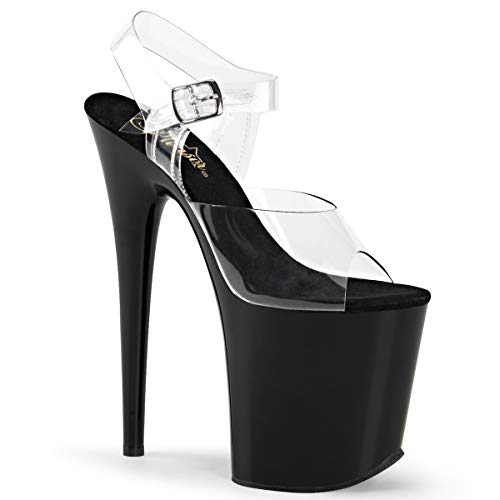 Pleaser Mädchen FLAMINGO-808 Offene Sandalen, Transparent (CLR/Blk) von Pleaser