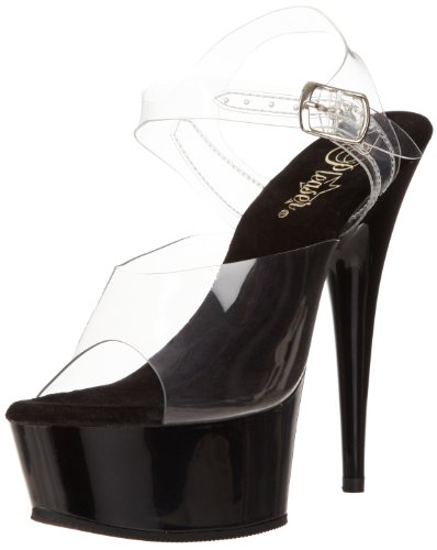 Pleaser PLEASER DELIGHT-608, Damen Plateau Sandalen, Transparent (transparent (Clr/Blk)), 39 EU von Pleaser