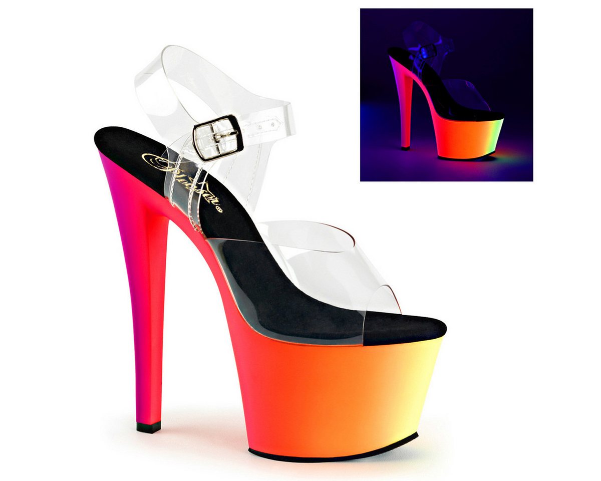 Pleaser RAINBOW-308UV Pleaser High-Heels Plateausandaletten Neon Multicolor UV High-Heel-Stiefel Pleaser RAINBOW-308UV Pleaser High-Heels Plateausandaletten Neon Multicolor UV High-Heel-Stiefel von Pleaser